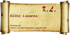 Kölbl Levente névjegykártya